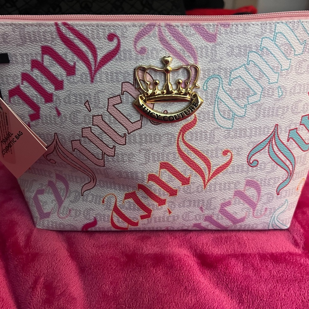 Juicy Couture Pink and Cream Travel Cosmetic Bag